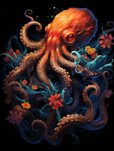 Oktopus auf dunklem Hintergrund