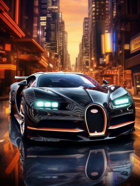 Bugatti Supercar in der Stadt