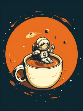 Astronautin in der Kaffeetasse