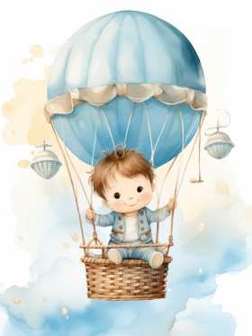 Junge im Heißluftballon Kinderzimmer