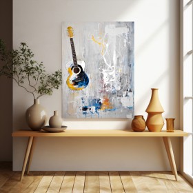 Abstraktes Wandbild mit einer Gitarre