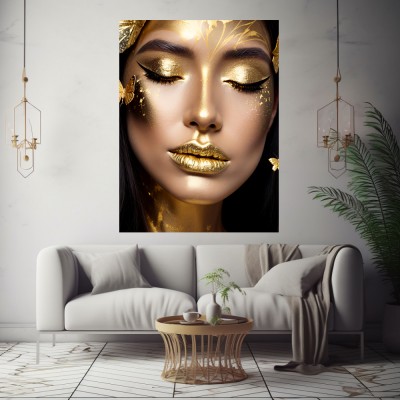 Kunst Frau goldene Lippen