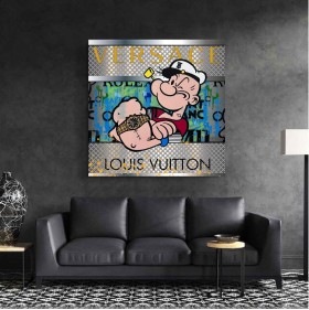 Popeye Pop-Art LV Bunt Wandbild Comic Luxus Graffiti