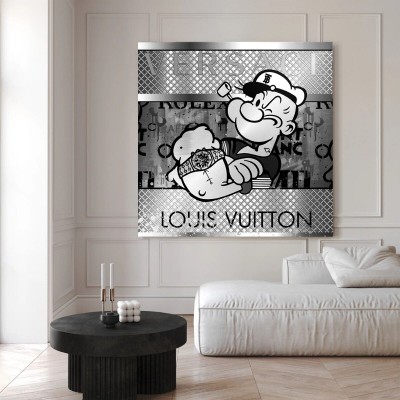 Popeye Pop-Art LV Bunt Wandbild Luxus Graffiti Grau