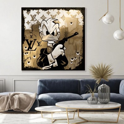 Donald Duck 007 Street-Art Pop-Art Modern Gold-Optik