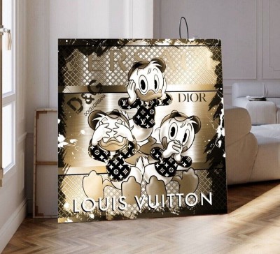 Donald Duck Neffen Disney Pop-Art Wandbild Gold-Gelb