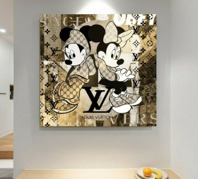 Lv Mickey-Mouse Street-Art Gold-Optik Pop-Art