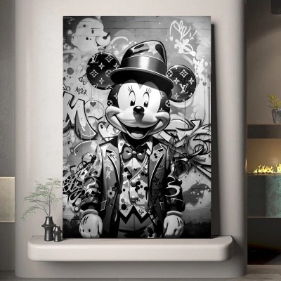 LV-Micky-Maus Graffiti Streetart Popart Schwarz-Weiß