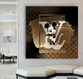 LV Mickey-Mouse Schwarz-Gold-Optik Modernes Disney