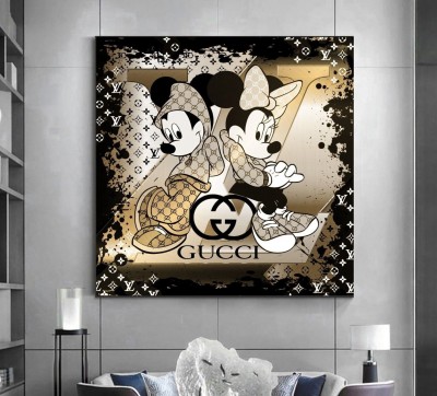 Mickey-Mini-Mouse Pop-Art LV Cartoon Gold-Gelb