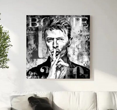 "David Bowie" Popart Gemälde Abstraktes Schwarz-Weiss