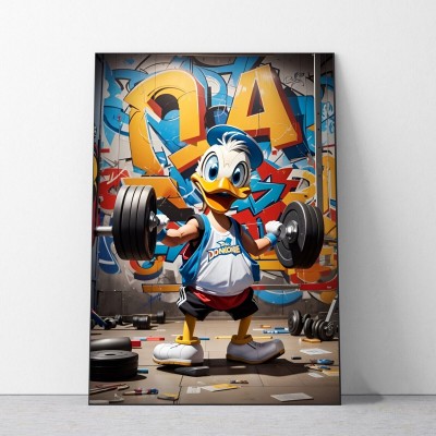 Donald-Duck Fitness-Training Graffiti Pop-Art