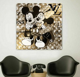 LV Mickey-Mouse Street-Art Popart Gold-Optik