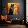 Katze Kater Gemälde Klimt-Stil Wandbild Modern