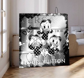 Donald Duck Neffen Disney Pop-Art Wandbild Grau