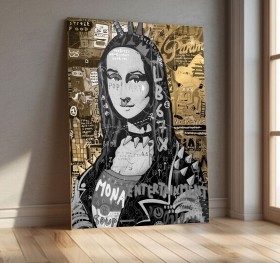 Mona Lisa Pop-Art Schwarz-Weiss Gold-Optik Urban
