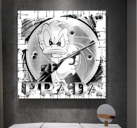 Donald Duck 007 Pop-Art Modernes Schwarz-Weiss