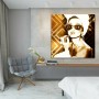 Audrey Hepburn Art-Deco Wandbild Modern Gold-Braun