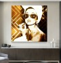 Audrey Hepburn Art-Deco Wandbild Modern Gold-Braun