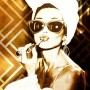 Audrey Hepburn Art-Deco Wandbild Modern Gold-Braun