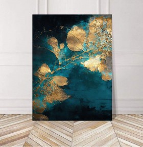 Blätter Gold-Grün Natur Abstrakt Kunst Modern