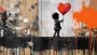 Banksy Graffiti Mädchen Luftballon Wandbild Bunt Panorama