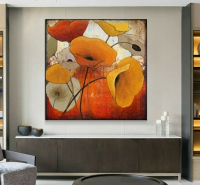 Natur Blumen Blüten Orange Gemälde Modern Malerei