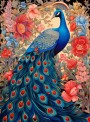 Jugendstil Vogel Pfau Floral Wandbild Gemälde