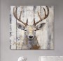 Hirsch Auf Holz Beige Braun Grau Natur Wandbild