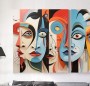 Bunte Abstrakte Gesichter Kunst Inspired Picasso