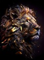 Löwe Wandbild Schwarz Gold-Optik Modern Tiere