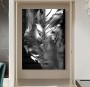 Blatt Silber-Grau Modern Natur Wandbild Kunst