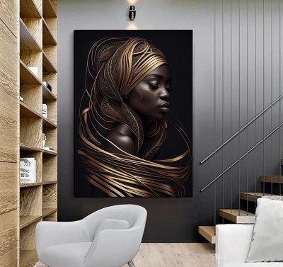 Frau Im Goldenem Gewand Modern-Art Wandbild Kunst