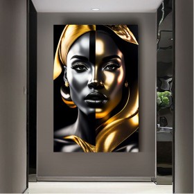 Goldene Schönheit Wandbild Schwarz Modern