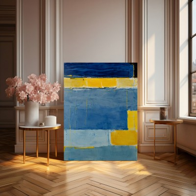 Kreativität Leinwand Malerei Moderne Gelb und Blau Kombiniert