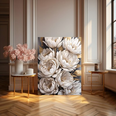Elegante weiße Blumen modern Kunst Poster Drucke Weiß Elegant Floral