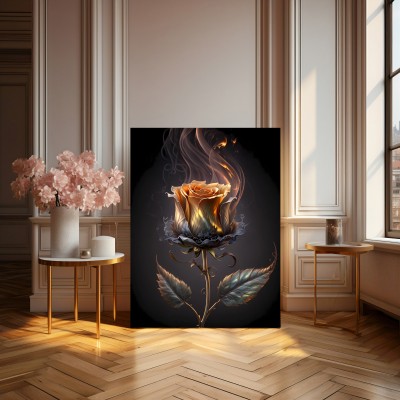 Glühende Rose Blume Feuer Moderne Kunst