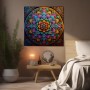 farbenfrohes Mandala Blumen Leinwand Muster Wandbild