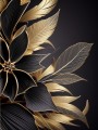 Schwarz Gold Pflanze Blatt Leinwand Poster