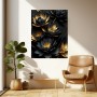 Blume Schwarz Gold Leinwand Poster Botanisch Wohnzimmer
