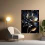 Schwarze Und Blaue Blume Leinwand Poster Wohnzimmer Küche