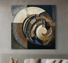 Abstrakte Kunst im Boho-Stil in Beige- und Brauntönen