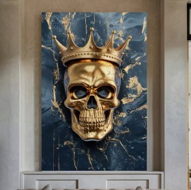 Totenkopf Skull Schädel Gold 3D-Optik Wandbild