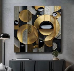 Luxuriöse abstrakte Kunst Gold-Metall-3D-Optik