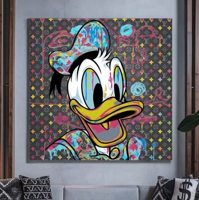 LV Donald-Duck Graffiti Pop-Art farbiges Wandbild