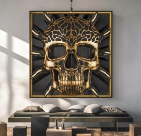 Totenkopf Schädel Schwarz-Gold-Optik Skull Modern