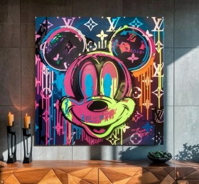 LV Micky-Maus Pop-Art Neon-farbig Wandbild Disney