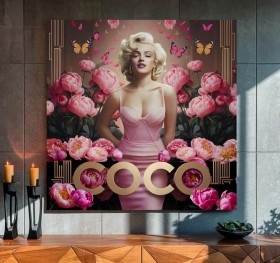 Marilyn Monroe COCO CHANEL ROSA GOLD WANDBILD ROSEN