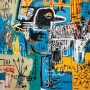 Abstrakter Vogel Kunst im Basquiat-Stil, Buntes Modern