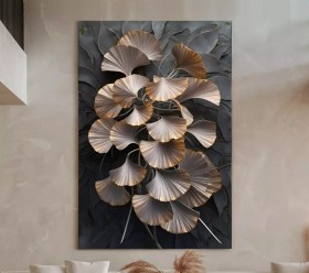 Ginkgo Blätter 3D-Optik Wandbild modern Natur